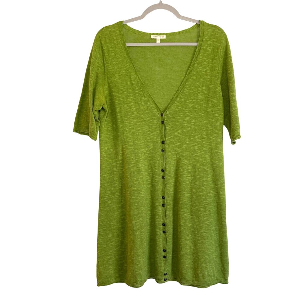 Eileen Fisher Linen Cotton Short Sleeve Cardigan Sweater Size Small Lagenlook